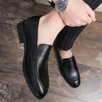 Evening Dress Men Shoes High Quality Black New Stylish Design Slip-on Shoes Casual Formal Office Leather Shoes Luxury Career - Premium  from FRANTZDOL STORE  - Just $65! Shop now at FRANTZDOL STORE 