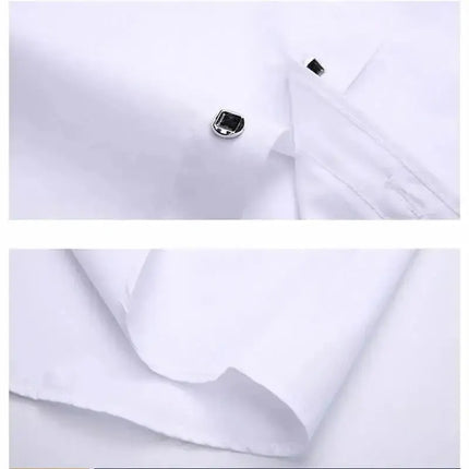 Men's Button-down Shirt Long Sleeve Casual Formal Business Dress Shirts Pocket-less Solid Color Blue White Tops Korean Slim Fit - Premium  from FRANTZDOL STORE  - Just $15.09! Shop now at FRANTZDOL STORE 