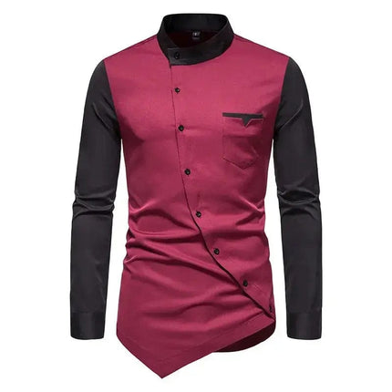 Vintage Shirts For Men Patchwork Irregular Oblique Button Long Sleeve Mens Dress Clothes Wedding Business Shirt Chemise Homme - Premium  from FRANTZDOL STORE  - Just $20.43! Shop now at FRANTZDOL STORE 