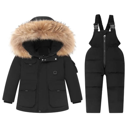 Baby Winter Warm Down Jackets Children Clothing Set 2 pcs Boys Thicken hooded coat Jumpsuit Overalls Girl Clothes Kids Snowsuit - Premium  from FRANTZDOL STORE  - Just $80! Shop now at FRANTZDOL STORE 