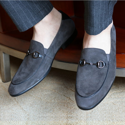 Men's Suede Horsebit Slip-On Shoes HEBDO STORE