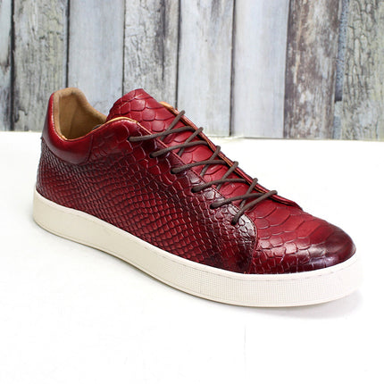 Men's Embossed Flat Casual Leather Shoes HEBDO STORE