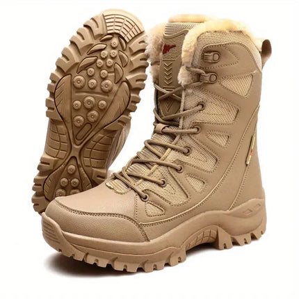 Men's High Top Snow Boots, Warm Fleece Cozy Non-slip Ankle Boots Plush Comfy Outdoor Hiking Shoes Fur Lined Trekking Shoes, Winter - Premium  from FRANTZDOL STORE  - Just $85! Shop now at FRANTZDOL STORE 