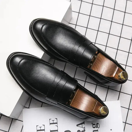 Evening Dress Men Shoes High Quality Black New Stylish Design Slip-on Shoes Casual Formal Office Leather Shoes Luxury Career - Premium  from FRANTZDOL STORE  - Just $65! Shop now at FRANTZDOL STORE 