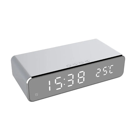 LED Electric Alarm Clock With Wireless Charger Desktop Digital Despertador Thermometer Clock HD Mirror Clock Watch Table Decor - Image #6