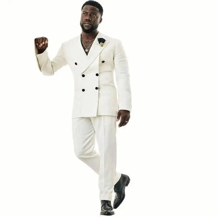 White Double Breasted Men Suits Costume Homme Wedding Groom Tuxedos Prom Slim Fit Terno Masculino Blazer 2 Pc Jacket+Pants - Premium  from FRANTZDOL STORE  - Just $66.42! Shop now at FRANTZDOL STORE 