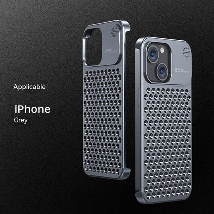 Aluminum Alloy Phone Case For 14 13 Pro Max Plus Hollow Heat Dissipation Anti-fall Full Body Shockproof Phone Cove HEBDO STORE