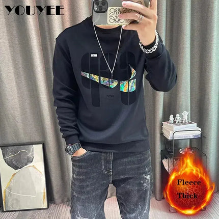 Letter Printed Sweater Men's Hoodies Autumn Winter New O-Neck Pullover Male Fashion Slim Long sleeve Bottomed Shirt Man Cloting - Premium  from FRANTZDOL STORE  - Just $50! Shop now at FRANTZDOL STORE 