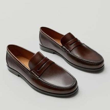 Elmsk  Shoes Men England Style Vintage Genuine Leather Cowhide Slip-On Loafers Men Shoes Man Casual Moccasin Men Flat Shoes - Premium  from FRANTZDOL STORE  - Just $120! Shop now at FRANTZDOL STORE 