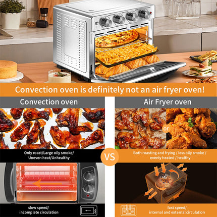 Geek Chef Air Fryer 6 Slice 26QT 26L Air Fryer Fry Oil-Free   Extra Large Toaster Oven Combo   Air Fryer Oven  Roast  Bake   Broil  Reheat   Convection Countertop Oven   Stainless St HEBDO STORE