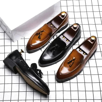 Fashion Men Brown Boat Shoes Pointed Toe Tassel British Stylish Black Office Career Leisure Party Dress Zapatos - Premium  from FRANTZDOL STORE  - Just $75! Shop now at FRANTZDOL STORE 