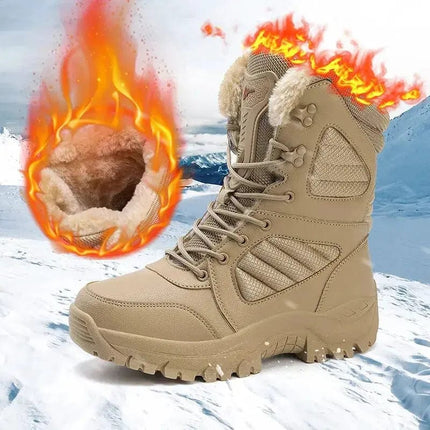 Winter Men's Boots Large Size Plush Warm Snow Boots Outdoor Fashionable Combat Boots Army Boots Classic Black Platform sneaker - Premium  from FRANTZDOL STORE  - Just $42.52! Shop now at FRANTZDOL STORE 