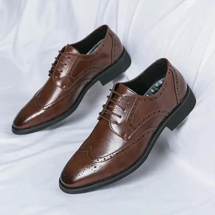 Mens Genuine Leather High Quality Oxford Derby Handmade Men Brogue Shoes Office Business Formal Wedding Shoes Luxury Dress Shoes - Premium  from FRANTZDOL STORE  - Just $45! Shop now at FRANTZDOL STORE 