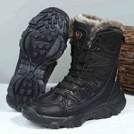 Winter Men's Boots Large Size Plush Warm Snow Boots Outdoor Fashionable Combat Boots Army Boots Classic Black Platform sneaker - Premium  from FRANTZDOL STORE  - Just $42.52! Shop now at FRANTZDOL STORE 