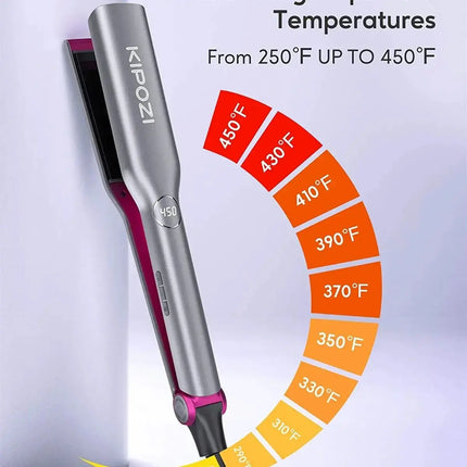 KIPOZI Professional Hair Straightener 1.75 Inch Flat Iron Advanced Ionic Technology Titanium Flat Iron Adjustable Temperature - Premium  from FRANTZDOL STORE  - Just $62.99! Shop now at FRANTZDOL STORE 