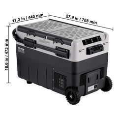 VEVOR 10.57gal Dual Zone Portable Car Refrigerator, 12V/110V Fridge with Adjustable Temperature, Semiconductor Cooler, Polypropylene Construction, with US Plug, for Outdoor, Camping, RV HEBDO