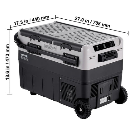 VEVOR 10.57gal Dual Zone Portable Car Refrigerator, 12V/110V Fridge with Adjustable Temperature, Semiconductor Cooler, Polypropylene Construction, with US Plug, for Outdoor, Camping, RV HEBDO