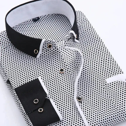 Big Size 4XL Men Dress Shirt 2023 New Arrival Long Sleeve Slim Fit Button Down Collar High Quality Printed Business Shirts MCL18 - Premium  from FRANTZDOL STORE  - Just $35! Shop now at FRANTZDOL STORE 