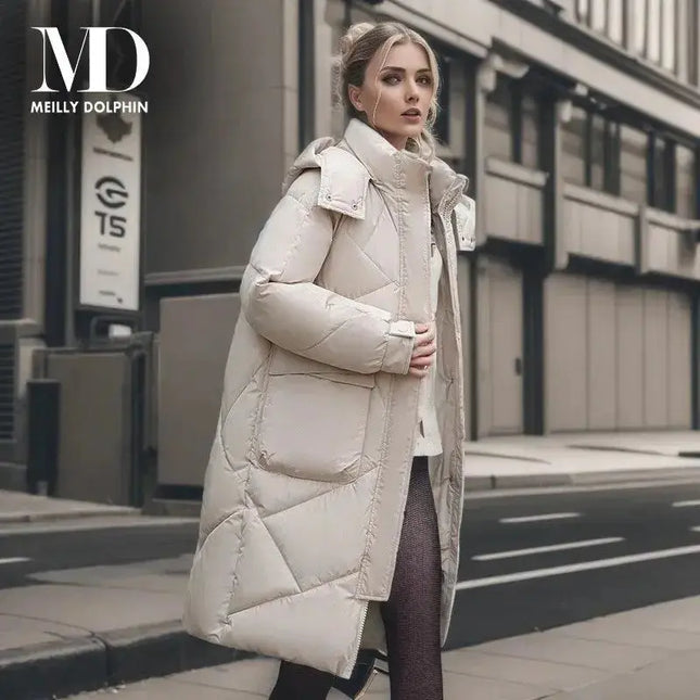 MEILLY DOLPHIN 2023 New Snow Wear Winter Coat for Women Down Jacket Warm Casual Loose Hooded Winter Women Jacket Long Parkas - Premium  from FRANTZDOL STORE  - Just $75! Shop now at FRANTZDOL STORE 