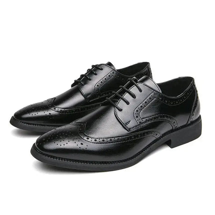 Mens Genuine Leather High Quality Oxford Derby Handmade Men Brogue Shoes Office Business Formal Wedding Shoes Luxury Dress Shoes - Premium  from FRANTZDOL STORE  - Just $45! Shop now at FRANTZDOL STORE 