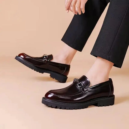 Luxury Loafers Men PU High Quality Metal Decoration platform Slip On Fashion Designer Leather Shoes Business Dress Shoes メンズシューズ - Premium  from FRANTZDOL STORE  - Just $90! Shop now at FRANTZDOL STORE 