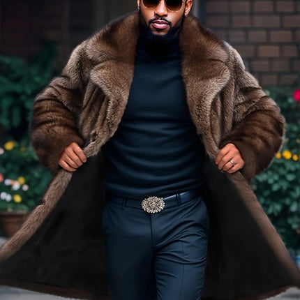 High-Quality Luxury Men's Faux Mink Fur Coat - Warm, Stylish & Casual Long Sleeve with Suit Collar for Fall/Winter HEBDO