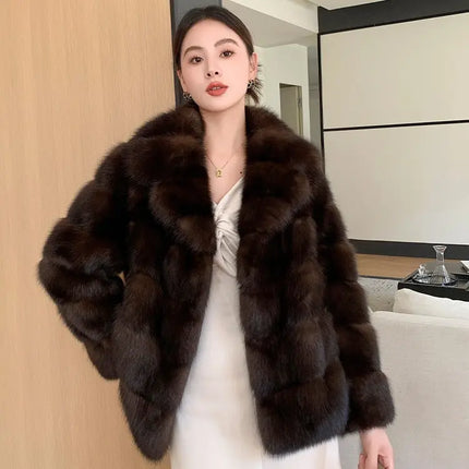 Artificial Fur Purple Sable Thick Warm Jacket HEBDO STORE