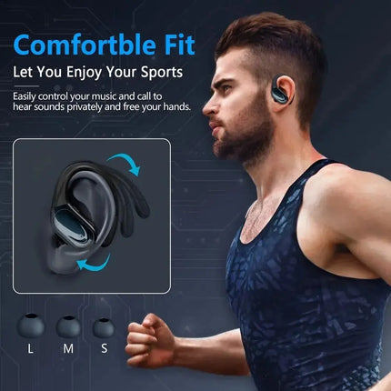 Bluetooth 5.3 Earphones True Wireless Headphones with Mic Button Control Noise Reduction Earhooks Waterproof Headset for Sports - Premium  from FRANTZDOL STORE  - Just $45! Shop now at FRANTZDOL STORE 