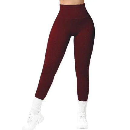 High Waist Seamless Leggings Threaded Knitted Fitness Pants Solid Women's Slimming Sports Yoga Pants Elastic Running Sport Leggings - Image #21