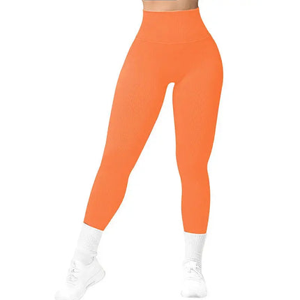 High Waist Seamless Leggings Threaded Knitted Fitness Pants Solid Women's Slimming Sports Yoga Pants Elastic Running Sport Leggings - Image #19