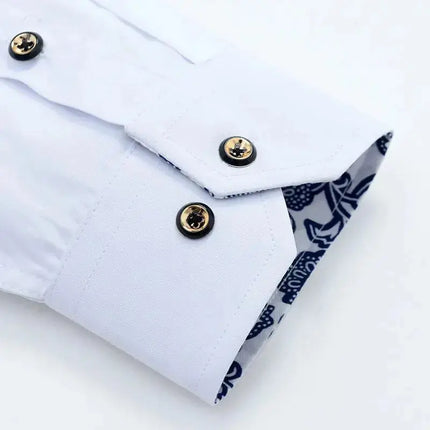 Blue-and-white Porcelain Collar Shirt Men Long Sleeve Korean SlimFit Casual Business Dress Shirts Solid Color White Shirt Cotton - Premium  from FRANTZDOL STORE  - Just $10.97! Shop now at FRANTZDOL STORE 