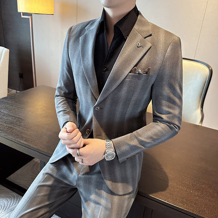 Leisure Suits For Men Business Formal Wear Two-piece Set HEBDO STORE