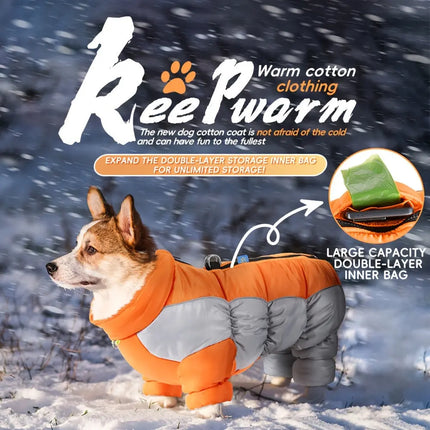 Cozy Winter Dog Jumpsuit - Warm Polyester-Filled Pet Coat for Small Breeds, Zip-Up Design HEBDO