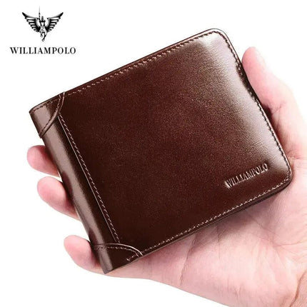 WILLIAMPOLO Genuine Leather Wallets Men Wallet Credit Business Card Holders Vintage Brown Leather Wallet Purses High Quality - Premium  from FRANTZDOL STORE  - Just $45.99! Shop now at FRANTZDOL STORE 