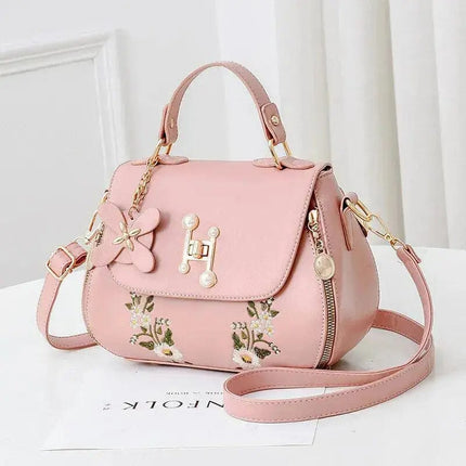 Women Embroidery Satchels Handbags Fashion Flap Top-handle Bags Portable Purse Tote Bags Trendy Shoulder Bag Crossbody Bag - Premium  from FRANTZDOL STORE  - Just $40! Shop now at FRANTZDOL STORE 